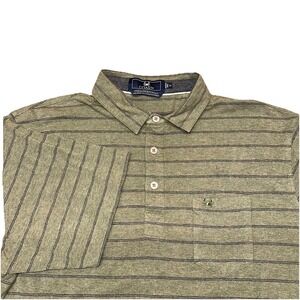 Coast The Slipknot Polo‎ Golf Olive Green Striped Short Sleeve Button Men's XL